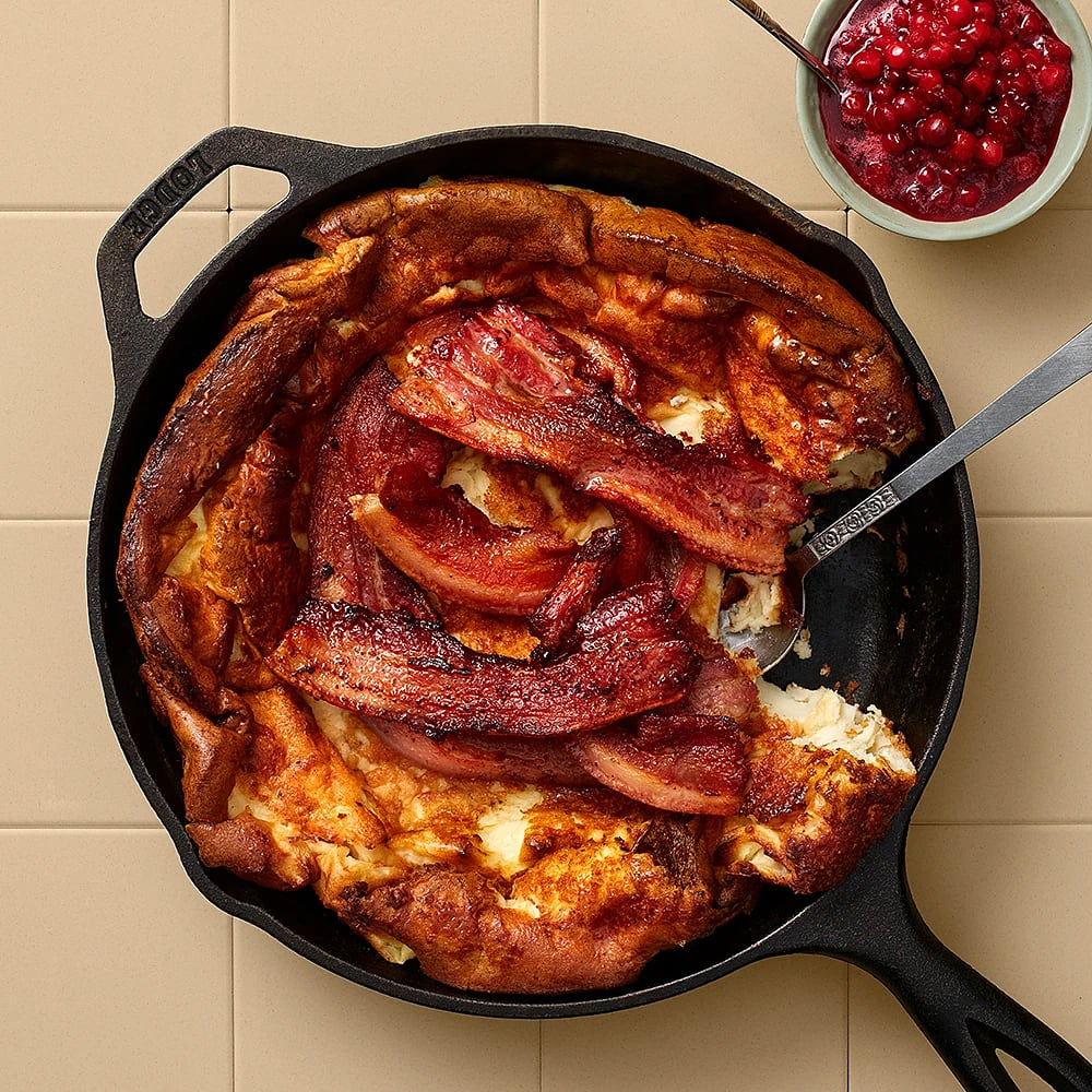 Äggakaka med äpplen och fläsk