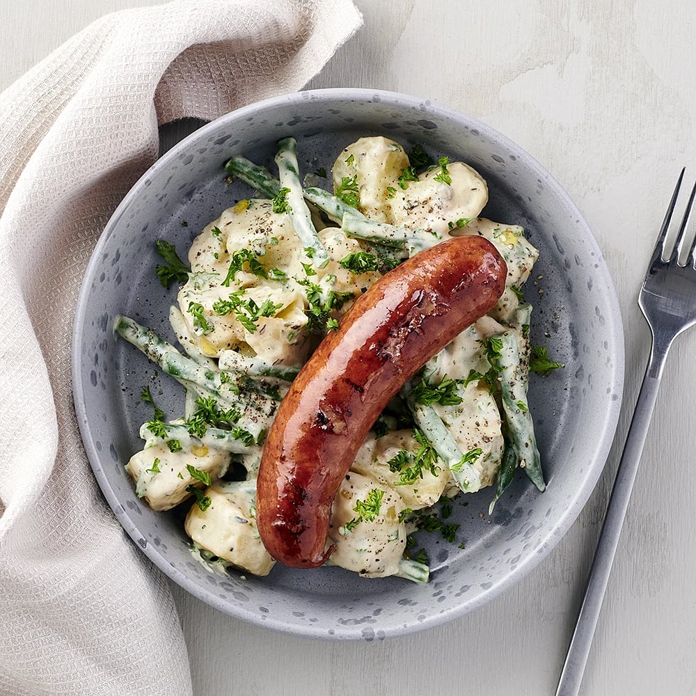Älgkorv med krämig potatis