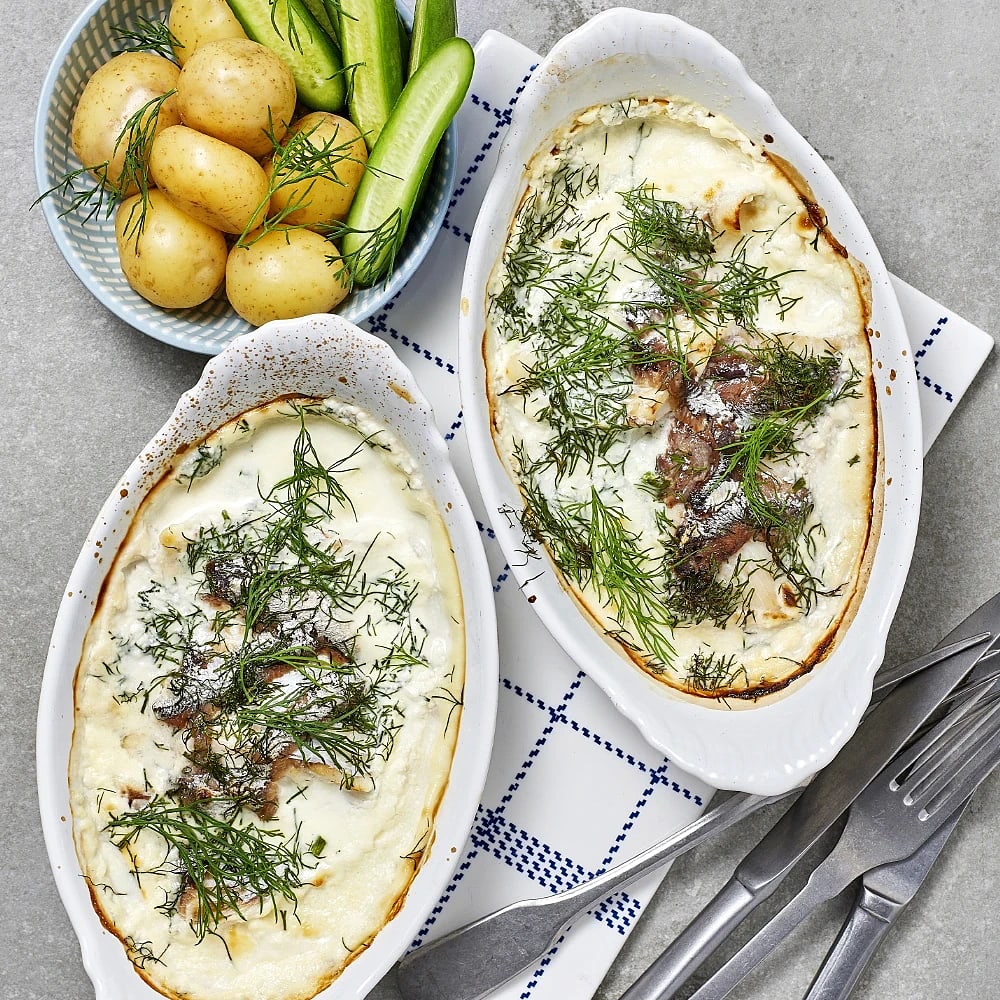 Ansjovisbakad torsk med dill