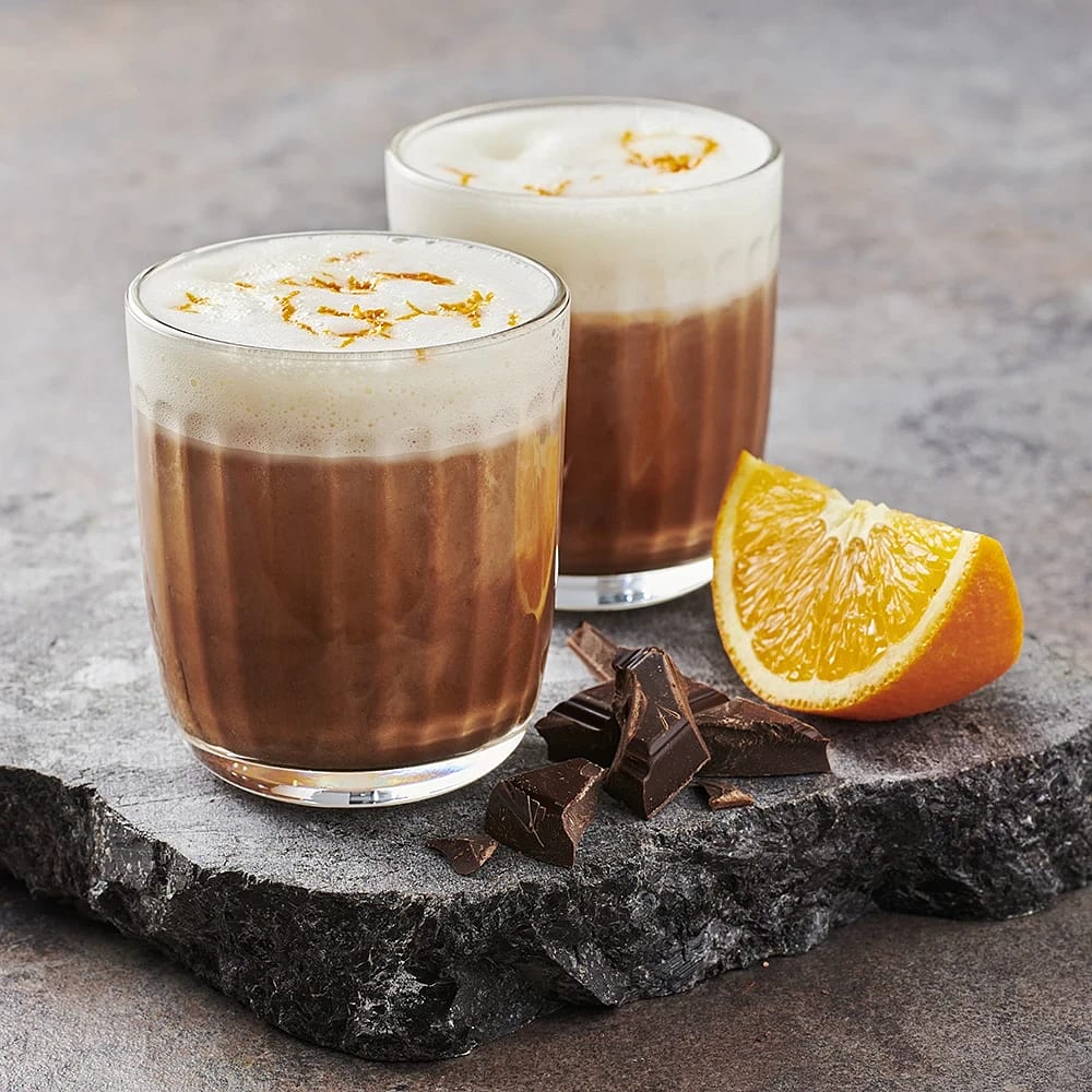 Apelsin- och chokladlatte