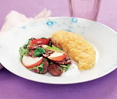 Äppelkorv med rotfruktspuré
