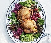 Äppelspäckad kyckling med senapsmarinerade primörer