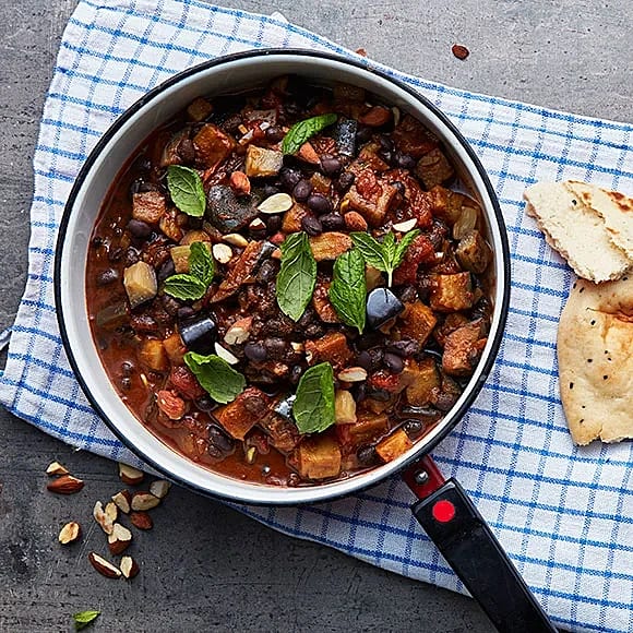 Aubergine- och böncurry