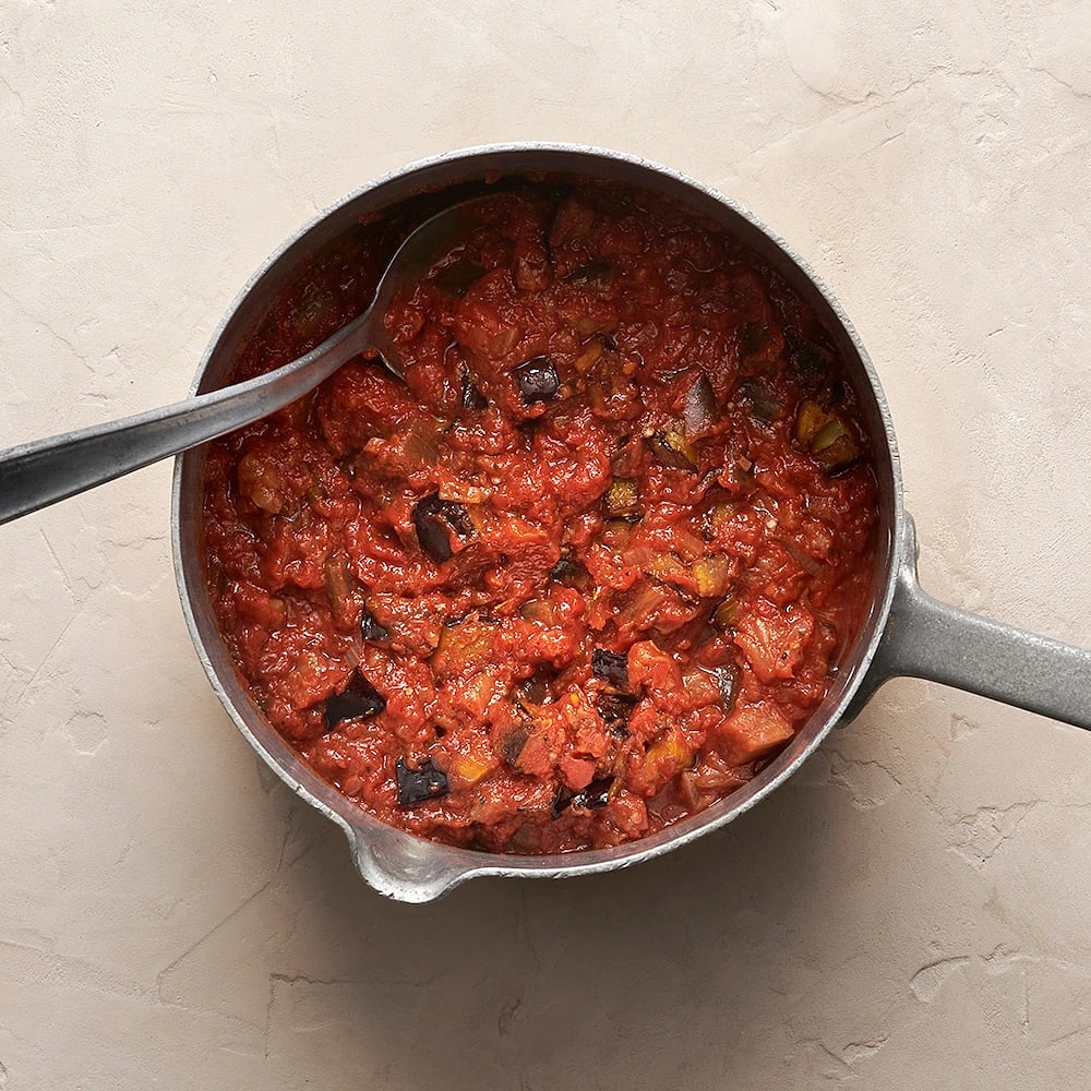 Aubergine- och tomatgryta