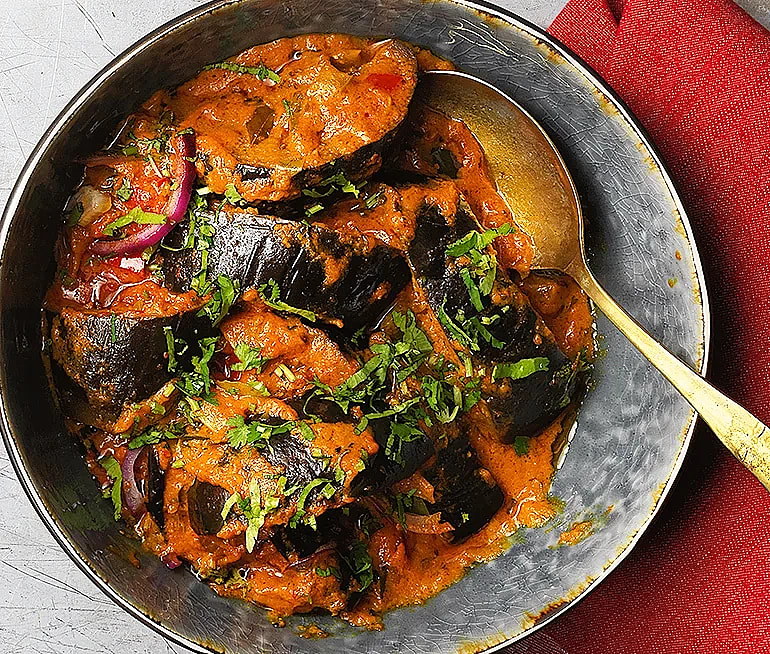 Auberginegryta "Baingan aachari"