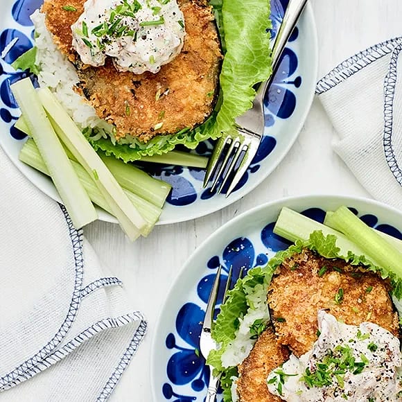 Auberginepiccata med soltorkad tomatkräm