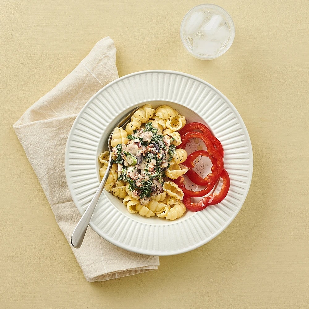 Baconpasta med grönkål
