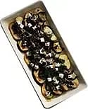 Bakad aubergine och delikatesspotatis med fetaost och rostade oliver
