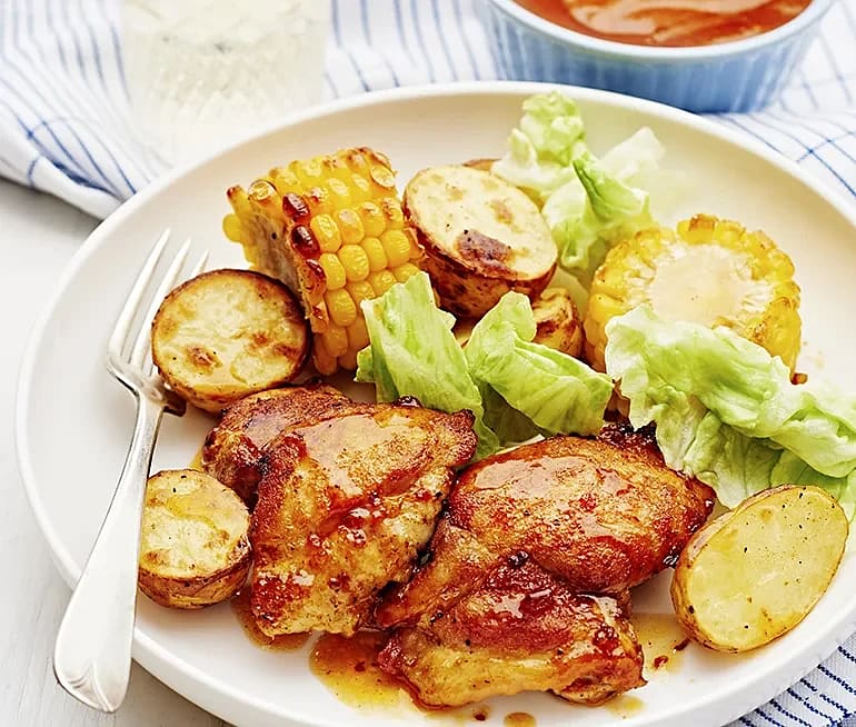 BBQ-kyckling med rostad majskolv