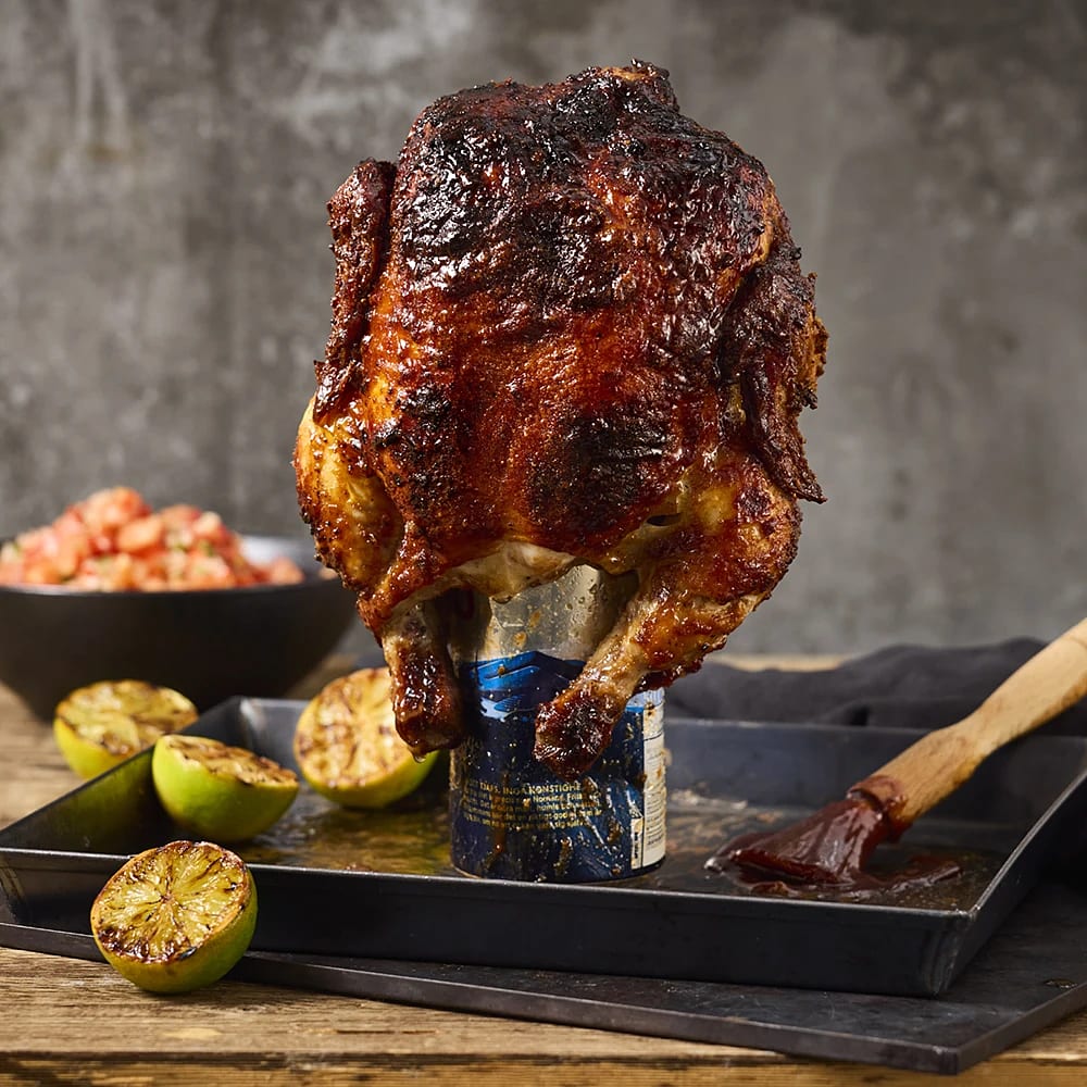 Beer can chicken med coleslaw
