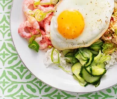 Bi Bim Bap med kimchi och räkor
