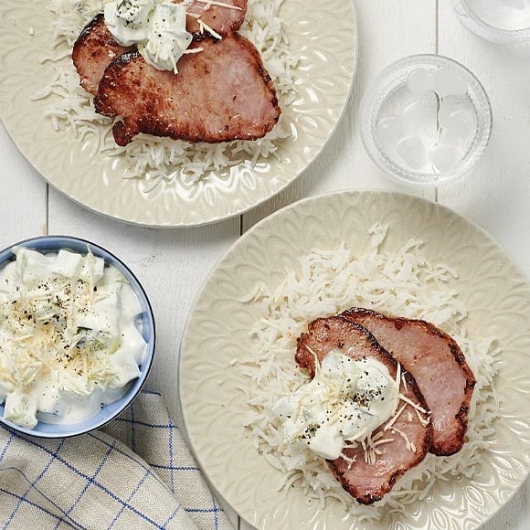 Bräckt kassler med gurkaremoulad