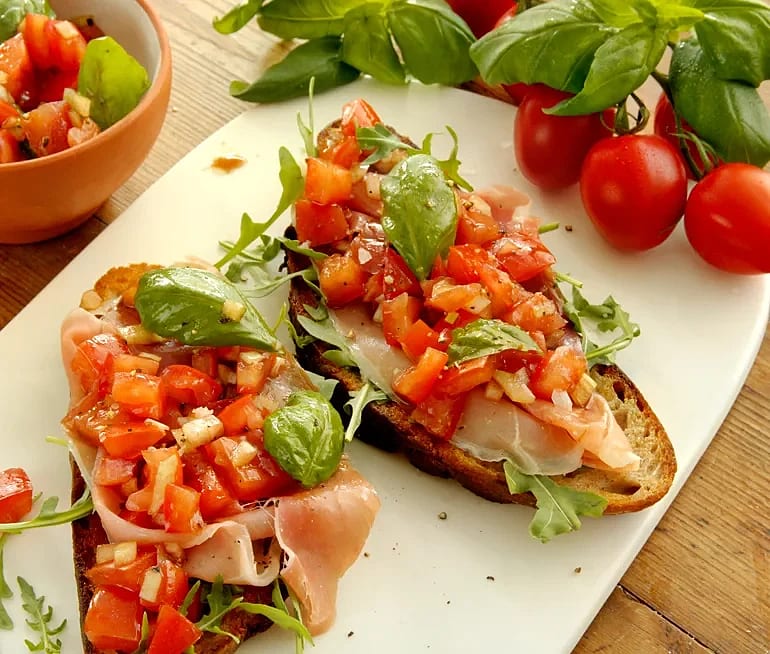 Bruschetta med lufttorkad skinka