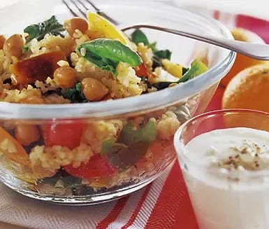 Bulgur med kikärter och feta