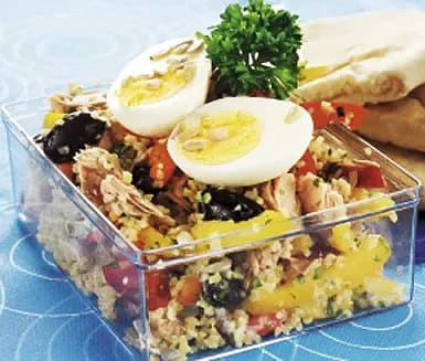 Bulgursallad med tonfisk, ägg och citrondressing