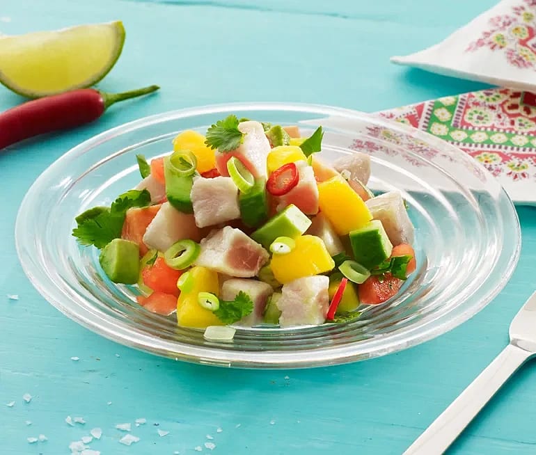 Ceviche med färsk tonfisk och lax