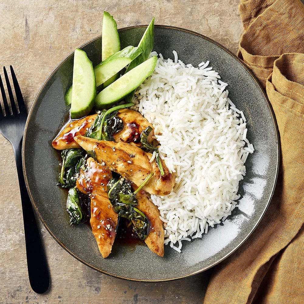 Chicken teriyaki med gurka
