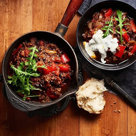 Chili con carne med aubergine