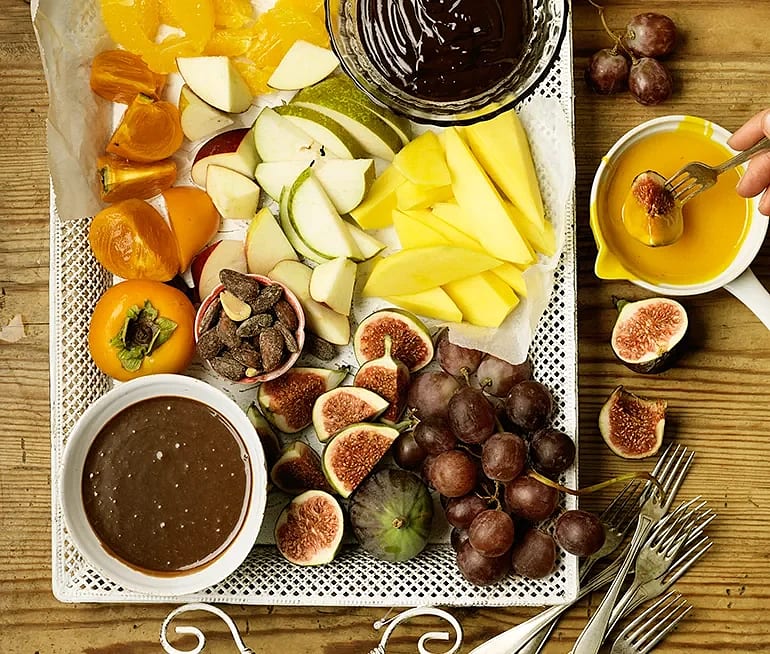 Chokladfondue i tre smaker