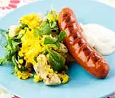 Chorizo med saffransris, kronärtskocka och ört crème fraiche