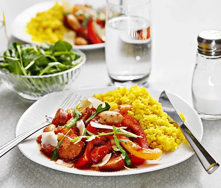 Chorizo-stroganoff med paprika