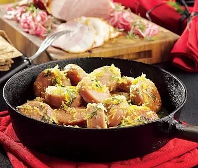 Citrusglaserad fläskkorv med dill
