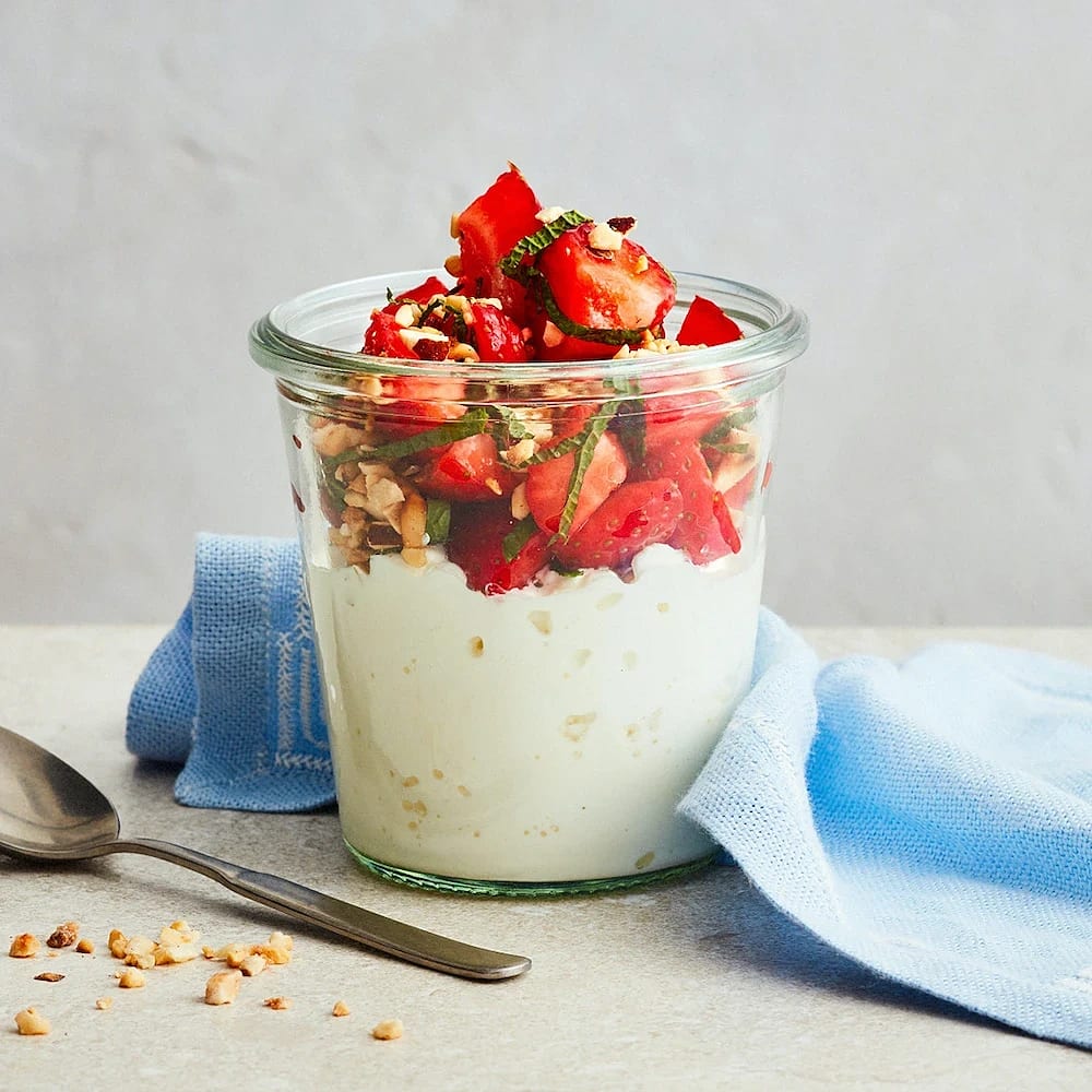 Cottage cheese med myntabär