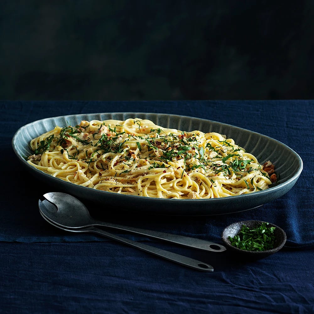 Crab linguine med citron