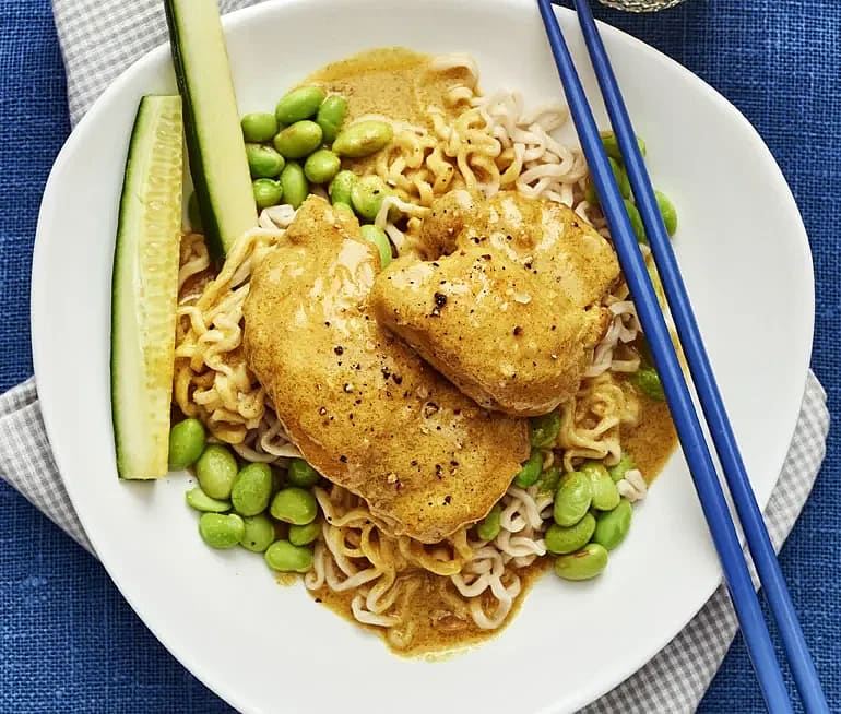 Currykyckling med sojabönor