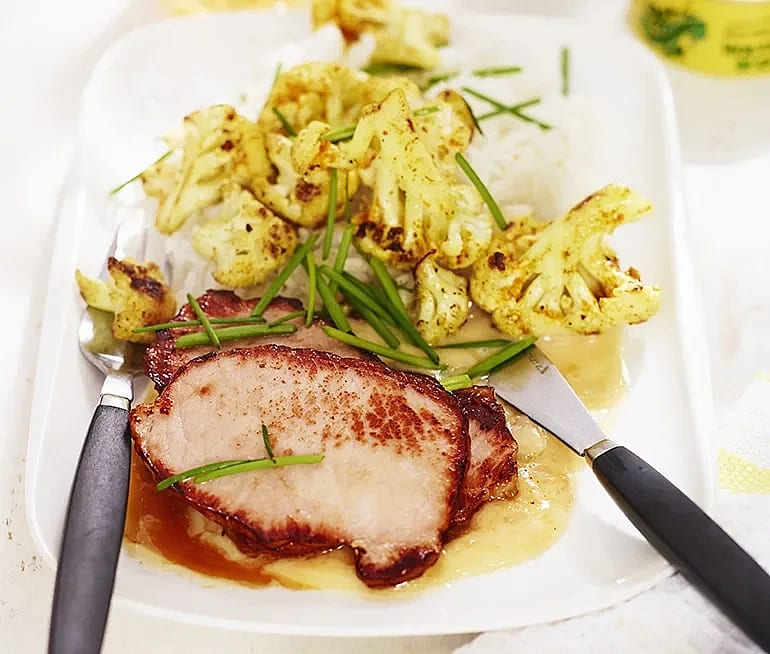 Currystekt blomkål med bräckt kassler