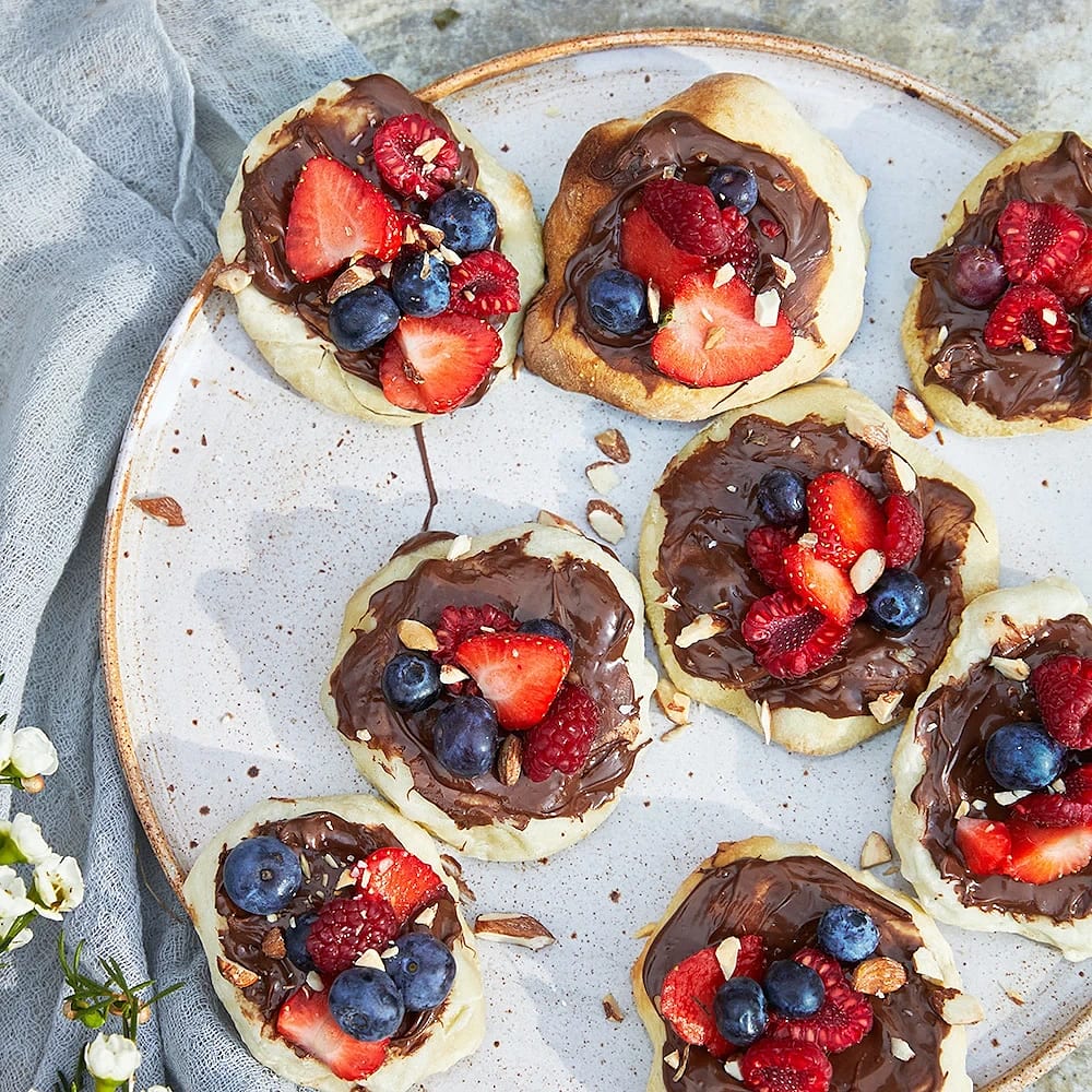 Dessertpizza med hasselnötskräm