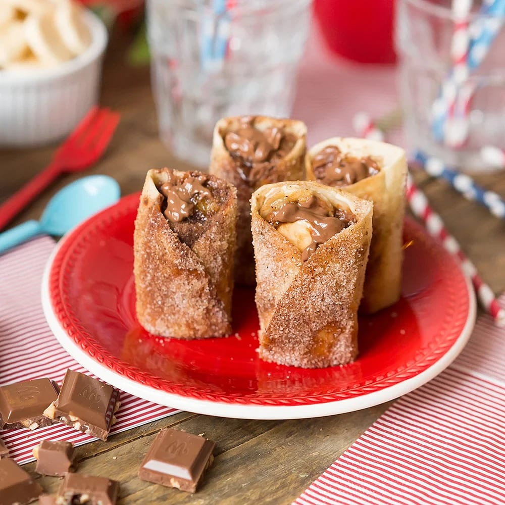 Enchiladas med choklad och banan