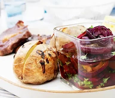 Entrecôte med grillad, marinerad rödlök