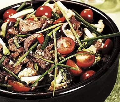 Entrecôte med ljumma grönsaker