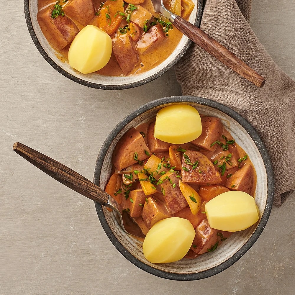 Falukorvsgryta med zucchini