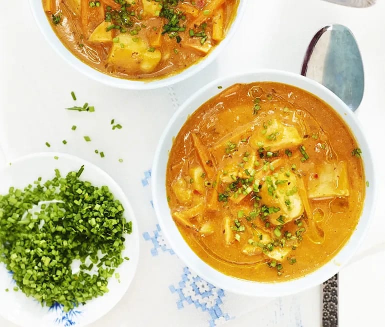 Fisk med röd curry och ris