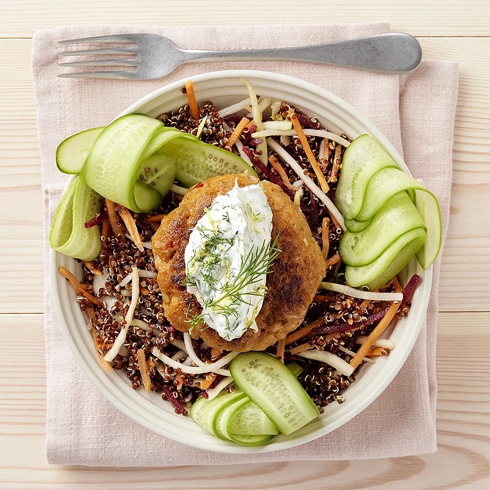 Fiskbiff med quinoa och dillsås