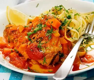 Fläskkarré osso buco style med tagliatelle