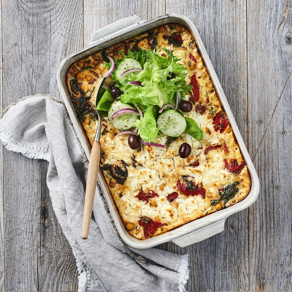 Frittata med grillad paprika och kikärtor