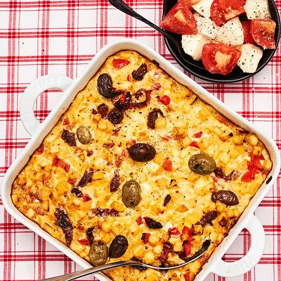 Frittata med soltorkade tomater och oliver