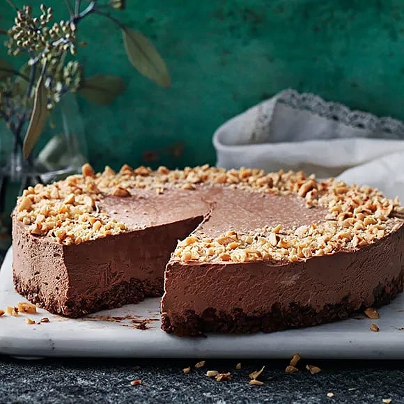Fryst choklad- och hasselnötscheesecake