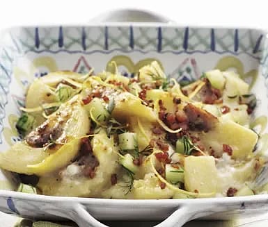 Getostgratinerad palt med krispigt bacon