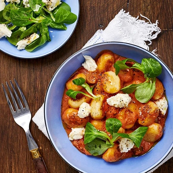 Gnocchi med grillad paprika och mozzarella