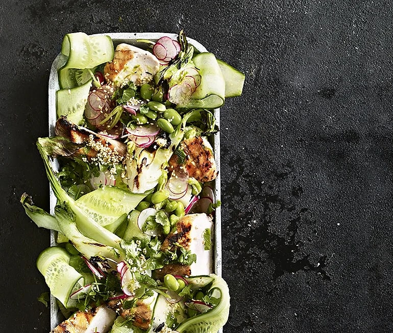 Grillad asiatisk sallad i nam jim-dressing