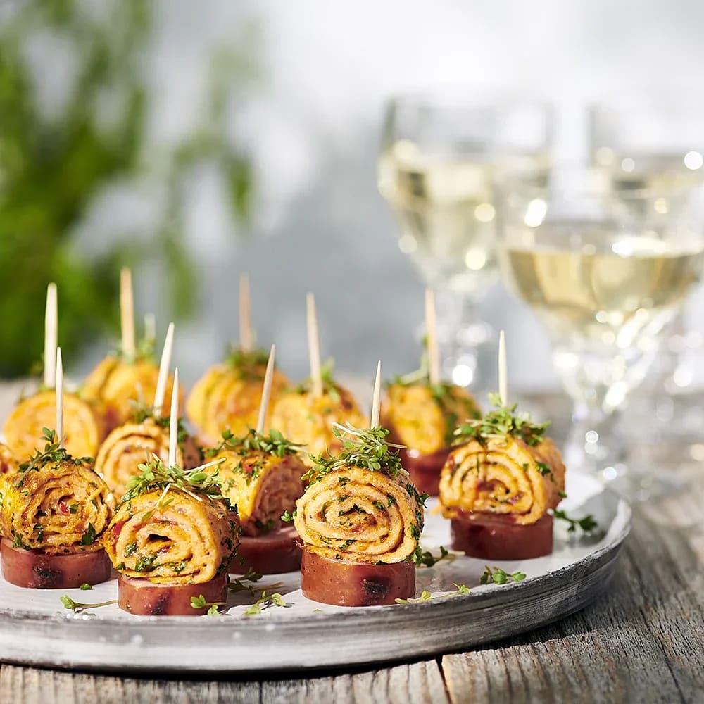 Grillad chorizo med paprika och cheddaromelett