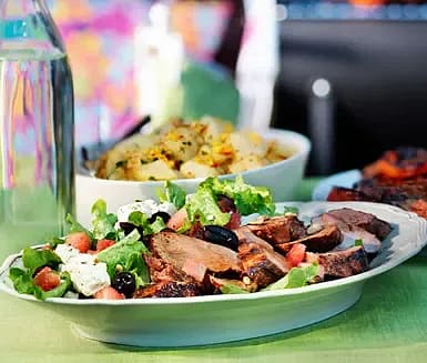 Grillad fläskfilé med melonsallad och fetaost