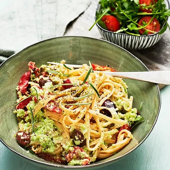 Grillad paprikapasta med krämiga sojabönor