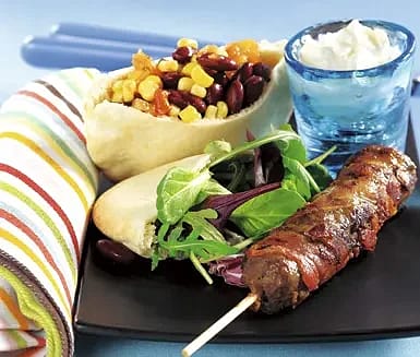 Grillade kebabspett med bacon
