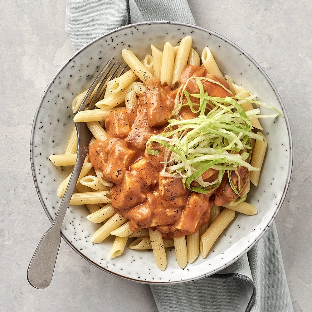 Halloumistroganoff med crème fraiche