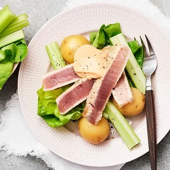 Halstrad tonfisk med chilimajonnäs